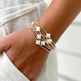 Vlen Cross Charm Bracelet Women 18K Plated Beads Stretchy Jewelry