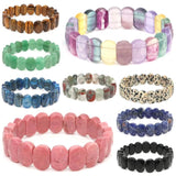 Natural Stone Square Beads Strand Bracelets Amethyst Rose Quartz Healing Crystal