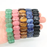 Natural Stone Square Beads Strand Bracelets Amethyst Rose Quartz Healing Crystal