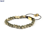 Natural Pyrite Stone Macrame Bracelet Healing Energy Men Women Bangle