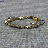 Natural Pyrite Stone Macrame Bracelet Healing Energy Men Women Bangle