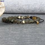Natural Pyrite Stone Macrame Bracelet Healing Energy Men Women Bangle