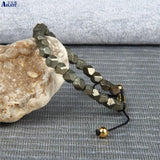 Natural Pyrite Stone Macrame Bracelet Healing Energy Men Women Bangle