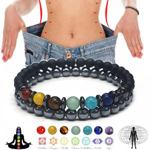 6mm 7 Chakra Bracelet Magnetic Hematite Evil Eye Bracelet Spiritual Jewelry