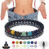 6mm 7 Chakra Bracelet Magnetic Hematite Evil Eye Bracelet Spiritual Jewelry