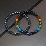 6mm 7 Chakra Bracelet Magnetic Hematite Evil Eye Bracelet Spiritual Jewelry