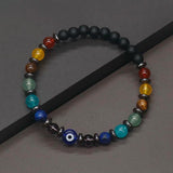 6mm 7 Chakra Bracelet Magnetic Hematite Evil Eye Bracelet Spiritual Jewelry