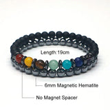 6mm 7 Chakra Bracelet Magnetic Hematite Evil Eye Bracelet Spiritual Jewelry