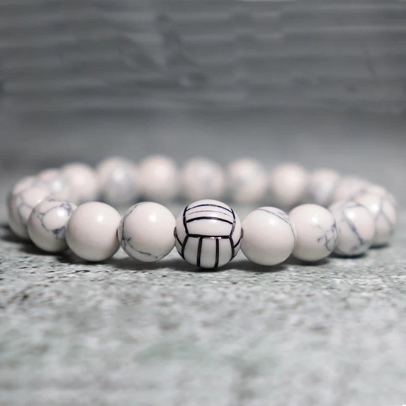 10mm Beads Bracelet Volleyball Baseball Strand Biker Jewelry Gift