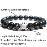 10mm Beads Bracelet Volleyball Baseball Strand Biker Jewelry Gift