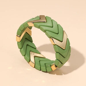Colorful Resin Wide Bracelets for Women Adjustable Chain Bangles