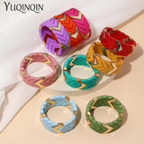 Colorful Resin Wide Bracelets for Women Adjustable Chain Bangles