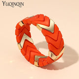 Colorful Resin Wide Bracelets for Women Adjustable Chain Bangles
