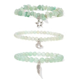 Green Aventurine Beaded Bracelet with Charms for Women Men