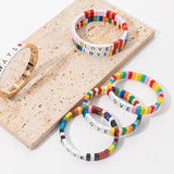 Colorful Beads Bangle Bracelet with Heart Charm for Women
