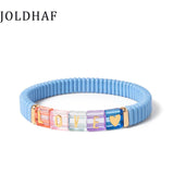 Colorful Metal Enamel Bracelets Bohemian Acrylic Charms Elastic Bracelet