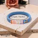 Colorful Metal Enamel Bracelets Bohemian Acrylic Charms Elastic Bracelet