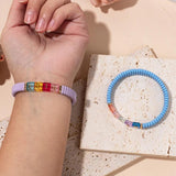 Colorful Metal Enamel Bracelets Bohemian Acrylic Charms Elastic Bracelet