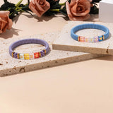 Colorful Metal Enamel Bracelets Bohemian Acrylic Charms Elastic Bracelet