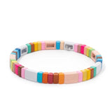 Enamel Bracelets For Women Flower Charm Elastic Beads Bangle