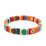 Enamel Bracelets For Women Flower Charm Elastic Beads Bangle