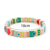 Enamel Bracelets For Women Flower Charm Elastic Beads Bangle