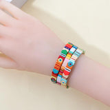 Enamel Bracelets For Women Flower Charm Elastic Beads Bangle