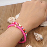 Heart Shaped Women Clay Bracelet Elastic Jewelry Solid