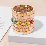 Bohemian Enamel Bracelet Alloy Beads Elastic Bangle Women Jewelry