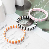 Colorful Enamel Bracelets Elastic Bangle Rainbow Beads Jewelry