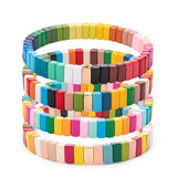 Colorful Enamel Bracelets Elastic Bangle Rainbow Beads Jewelry