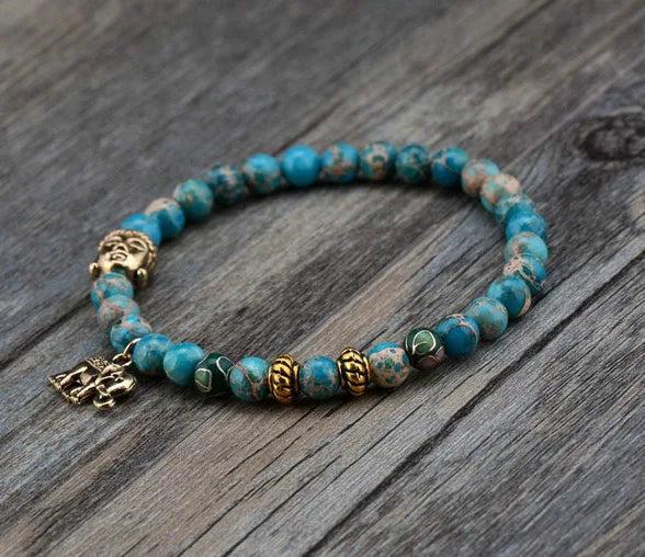 6MM Stone Buddha Elephant Beads Bracelet Jewelry