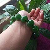 Green Jade Bracelet Fine Jewelry Bangle Real Jades Stone Beads Elastic