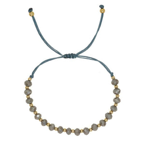 Irregular Crystal Beaded Friendship Bracelet Adjustable Rope Chain Bangle