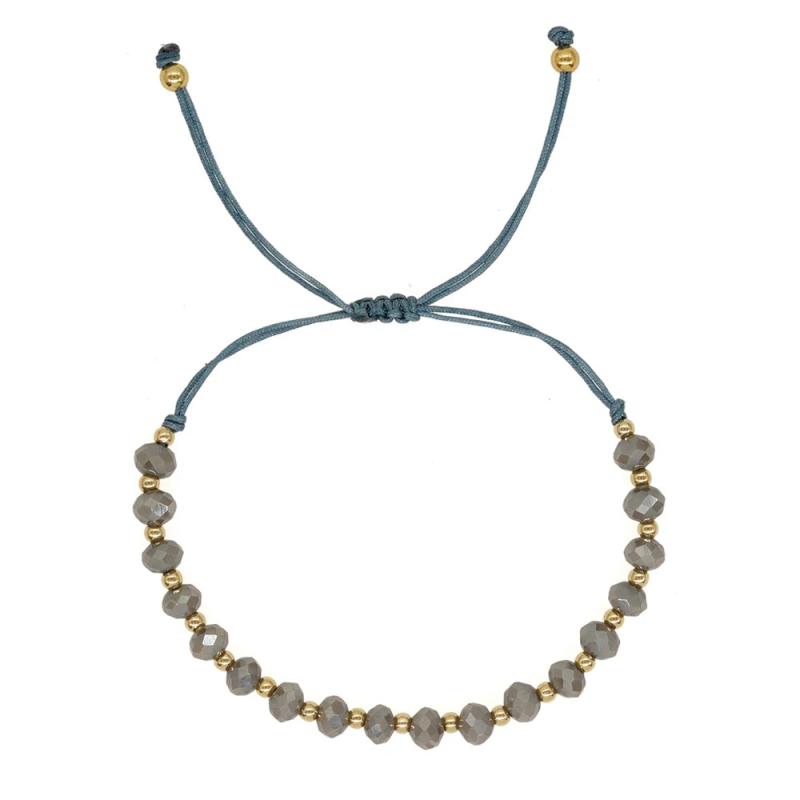 Irregular Crystal Beaded Friendship Bracelet Adjustable Rope Chain Bangle