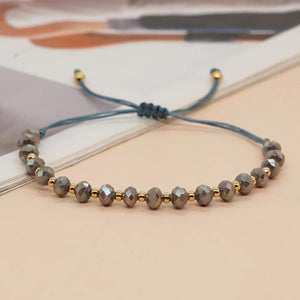 Irregular Crystal Beaded Friendship Bracelet Adjustable Rope Chain Bangle
