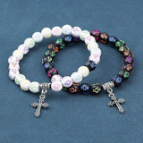 Catholic Cross Rosary Bracelet Finger Baptism Rosaries Bangle Prayer Gift