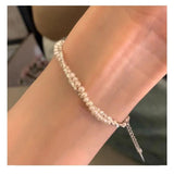 925 Silver Double Layer Pearl Bracelet Bead Jewelry Charm Bracelet