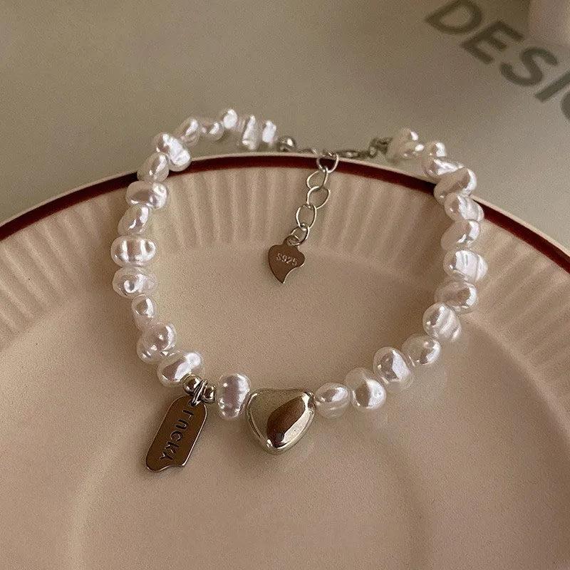 925 Silver Pearls Bamboo Knots Bracelet for Women Girl