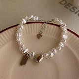 925 Silver Pearls Bamboo Knots Bracelet for Women Girl