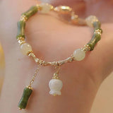 925 Silver Pearls Bamboo Knots Bracelet for Women Girl