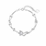 925 Silver Pearls Bamboo Knots Bracelet for Women Girl