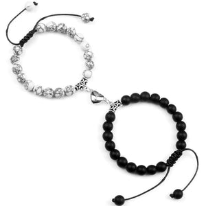 2pcs Couple Bracelet Natural Stone Beads Magnetic Jewelry Lover Gift
