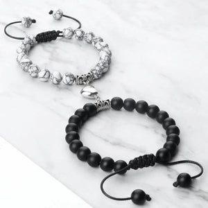 2pcs Couple Bracelet Natural Stone Beads Magnetic Jewelry Lover Gift