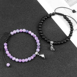 2pcs Couple Bracelet Natural Stone Beads Magnetic Jewelry Lover Gift