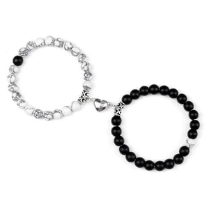 2Pcs/Set Natural Stone Distance Heart Magnet Couple Bracelets
