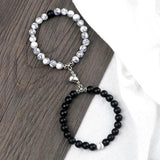 2Pcs/Set Natural Stone Distance Heart Magnet Couple Bracelets