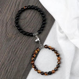 2Pcs/Set Natural Stone Distance Heart Magnet Couple Bracelets