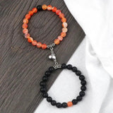 2Pcs/Set Natural Stone Distance Heart Magnet Couple Bracelets