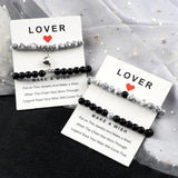 2Pcs/Set Natural Stone Distance Heart Magnet Couple Bracelets